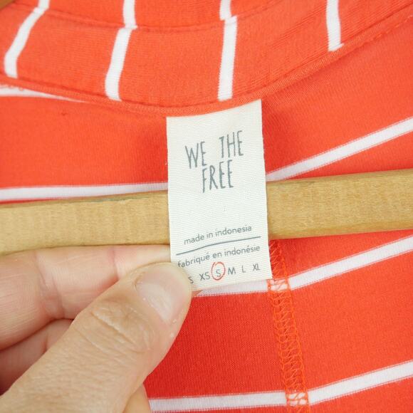 We The Free People S Top Oversized Red Stripe Collared Boyfriend Preppy Relaxed - Picture 3 of 10